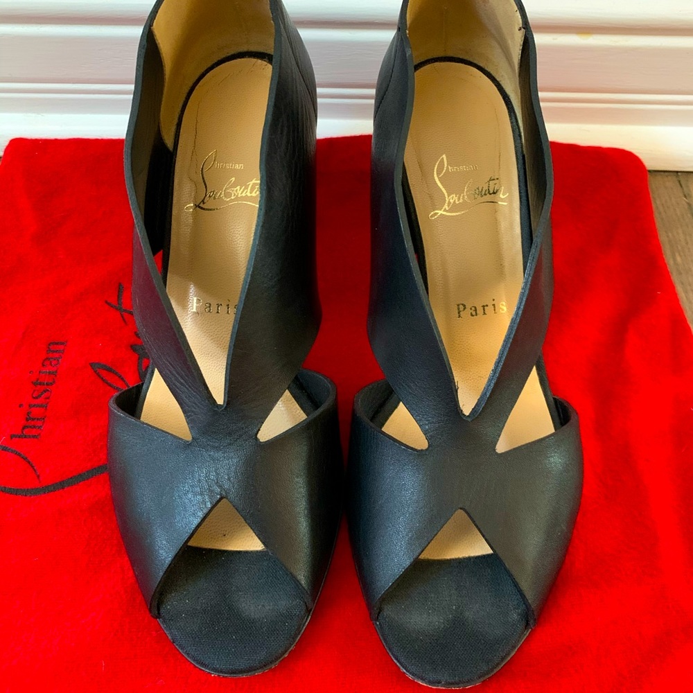 Christian Louboutin Black Cutout Sandals Heels, 38